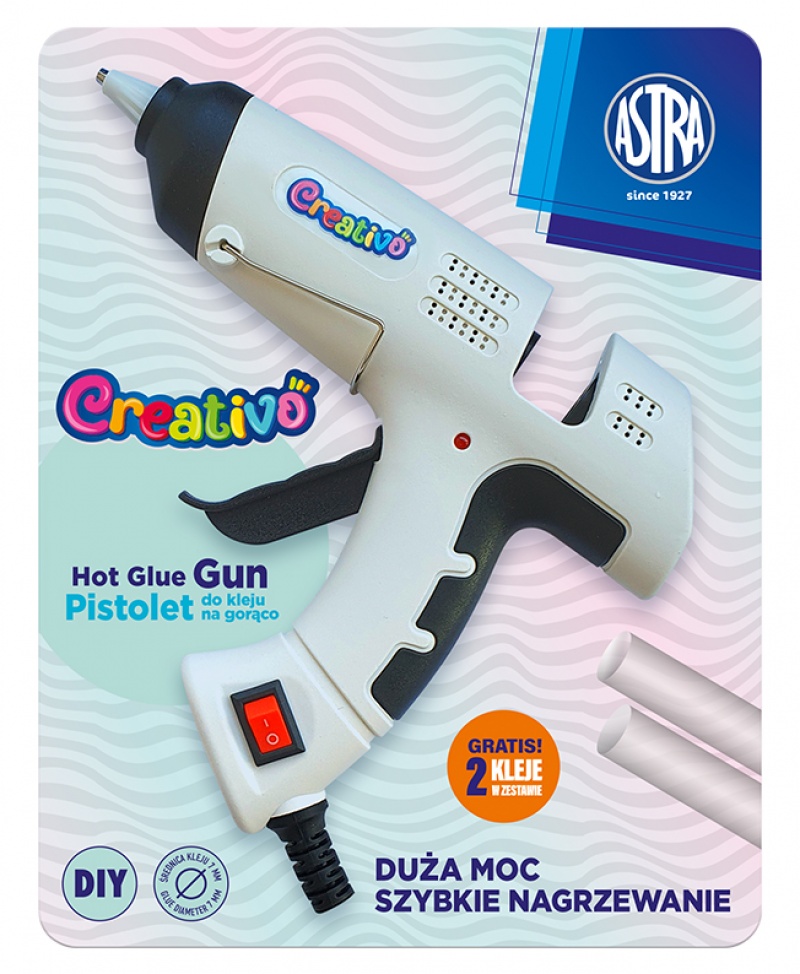 Pistolet do kleju na gorąco Creativo 30W + 2 kleje, Kleje, Galanteria biurowa