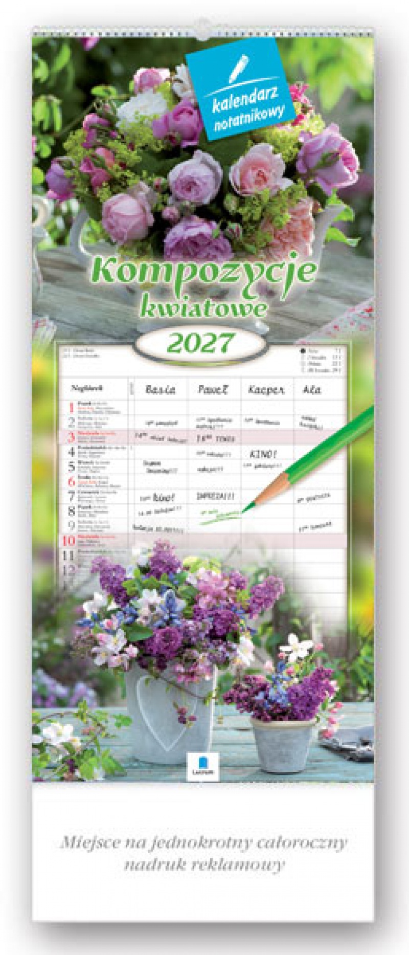 KALENDARZ NOTATNIKOWY WN02 KOMPOZ.KWIATOWE 2027, Ścienne, Kalendarze