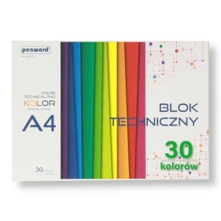 BLOK TECHNICZNY A4 KOLOR BT-12 185-225gr.30k., Bloki, Zeszyty i bloki