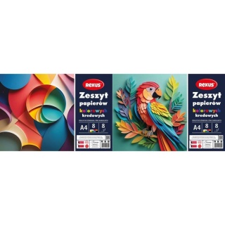 ZESZYT PAPIER&Oacute;W KOLOR.KREDOW.A4/8k.REXUS TROPICOOL, Bloki, Zeszyty i bloki