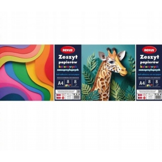 ZESZYT PAPIER&Oacute;W KOLOR.SAMOP.A4/8k.REXUS TROPICOOL, Bloki, Zeszyty i bloki
