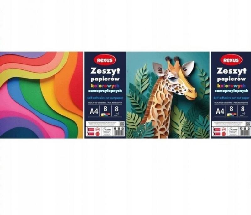 ZESZYT PAPIER&Oacute;W KOLOR.SAMOP.A4/8k.REXUS TROPICOOL, Bloki, Zeszyty i bloki