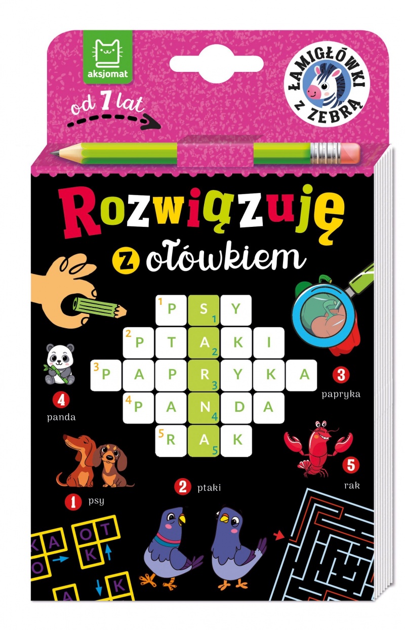 Rozwiązuję z oł&oacute;wkiem. Łamigł&oacute;wki z zebrą. 7+, Edukacyjne, Książeczki
