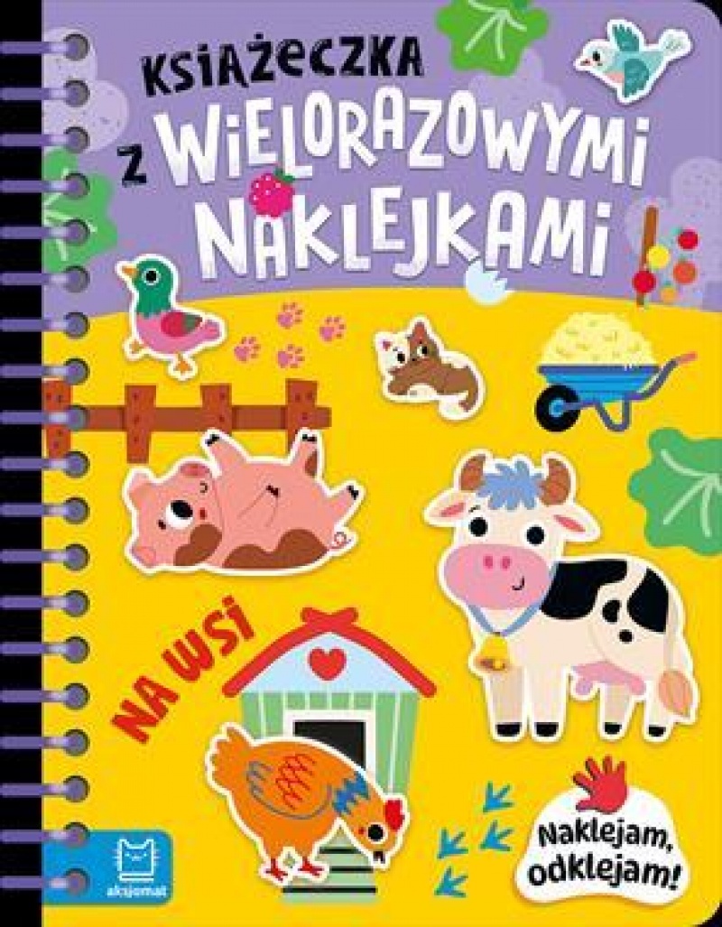 Książeczka z wielorazowymi naklejkami. Na wsi., Edukacyjne, Książeczki