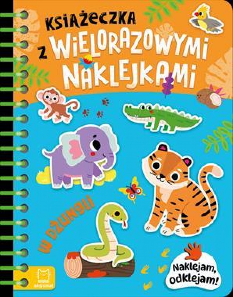Książeczka z wielorazowymi naklejkami. W dżungli, Edukacyjne, Książeczki