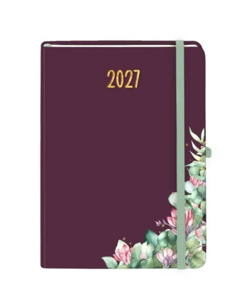 KALENDARZ BOTANICAL A4 TDW BORDOWY 2027, Tygodniowe, Kalendarze