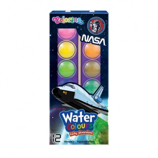 FARBY AKWARELOWE MAŁA PASTYLKA 12KOL.NASA, Farby, Plastyka