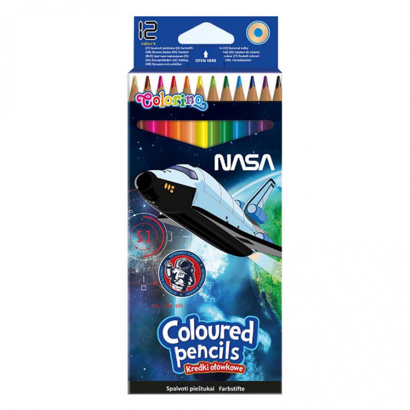 KREDKI OŁ&Oacute;WKOWE 12 KOL.NASA COLORINO, Kredki oł&oacute;wkowe, Plastyka