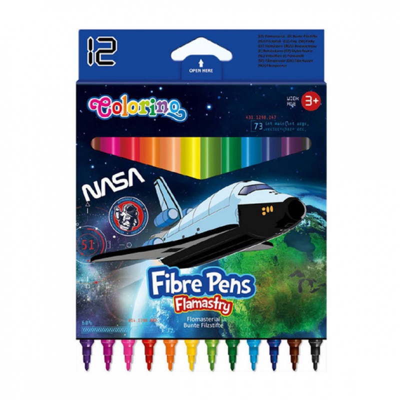 FLAMASTRY 12 KOL.NASA COLORINO, Flamastry, Plastyka