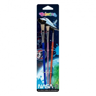 PĘDZELKI SZKOLNE 3szt.NASA COLORINO, Pędzle, Plastyka
