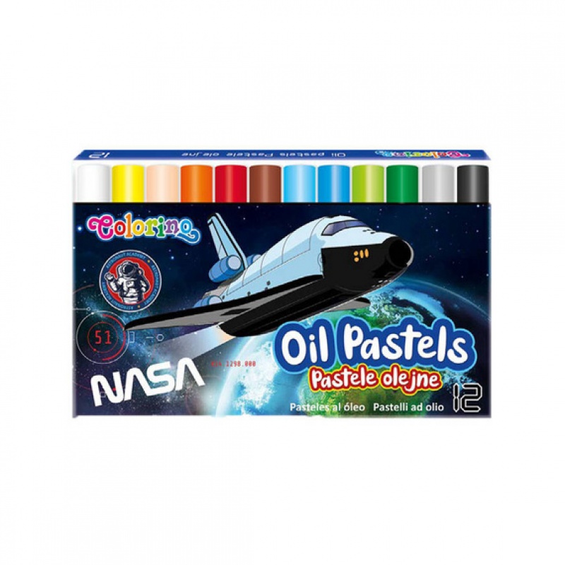 PASTELE OLEJNE 12KOL.NASA COLORINO, Pastele, węgiel rysunkowy, Plastyka