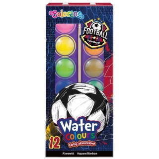 FARBY AKWARELOWE MAŁA PASTYLKA 12 KOL.FOOTBALL, Farby, Plastyka