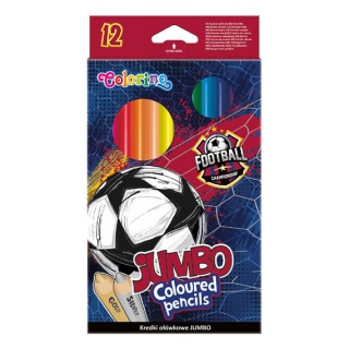 KREDKI OŁ&Oacute;WKOWE TR&Oacute;JKĄTNE JUMBO 12 KOL.FOOTBALL, Kredki oł&oacute;wkowe, Plastyka