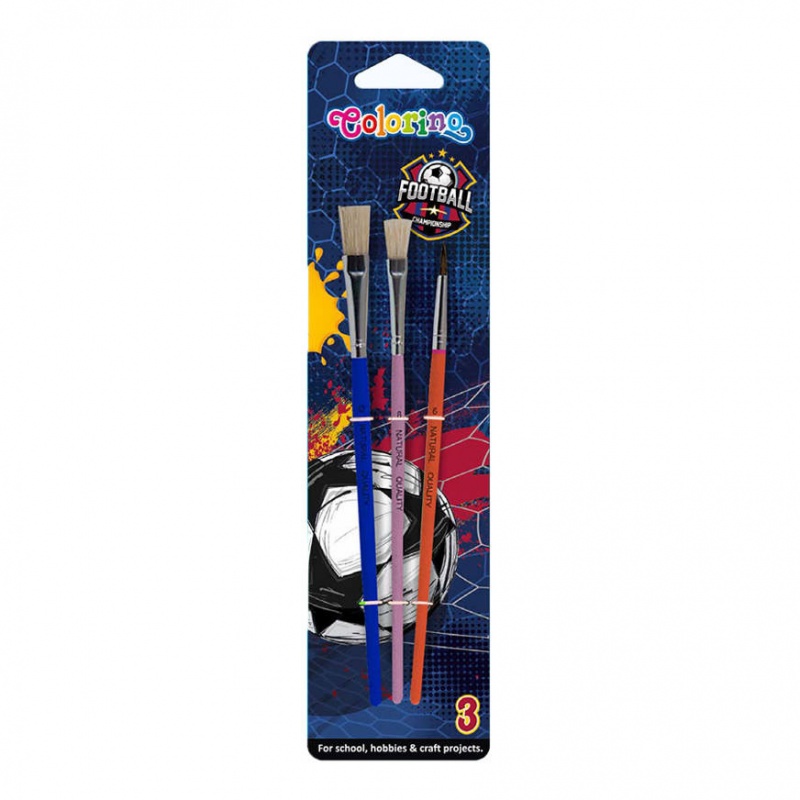 PĘDZELKI SZKOLNE 3szt.FOOTBALL COLORINO, Pędzle, Plastyka
