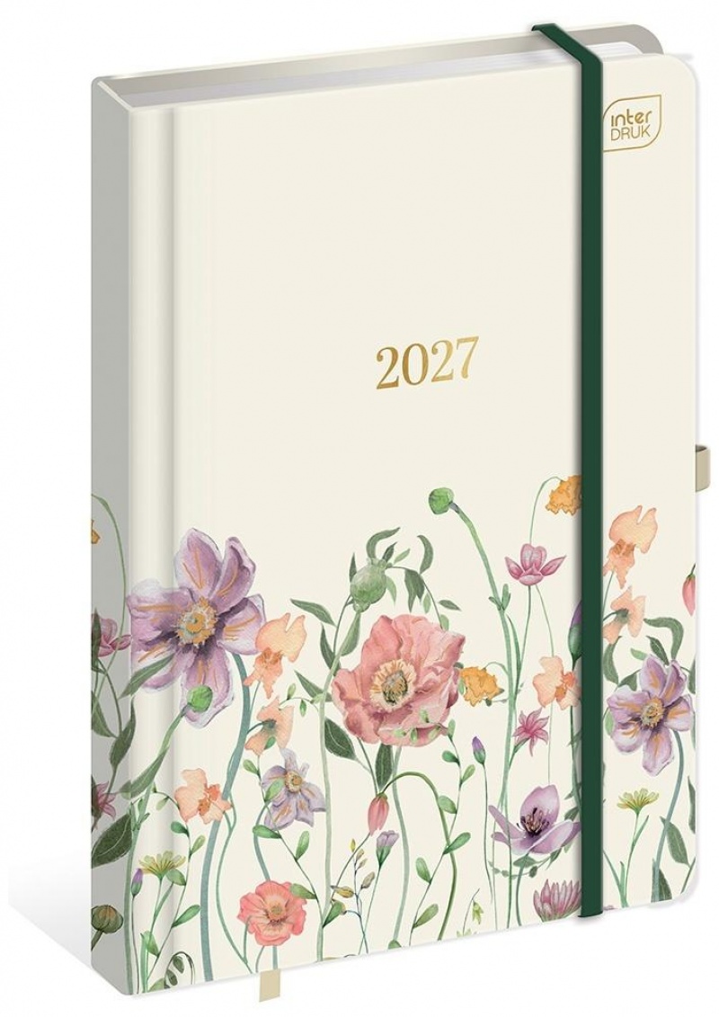 KALENDARZ KSIĄŻKOWY 2027 A5 192k.METAL.FLOWERS, Dzienne, Kalendarze