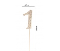 Topper 19cm z cyrkoniami cyfra 1 - złoty NERO