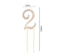 Topper 19cm z cyrkoniami cyfra 2 - złoty NERO