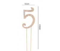 Topper 19cm z cyrkoniami cyfra 5 - złoty NERO