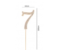 Topper 19cm z cyrkoniami cyfra 7 - złoty NERO, Dekoracje, ozdoby, Art. na okazje i przyjęcia