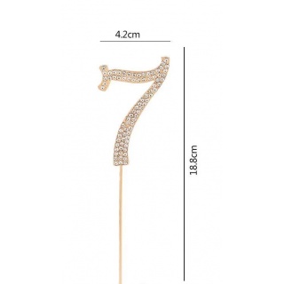 Topper 19cm z cyrkoniami cyfra 7 - złoty NERO, Dekoracje, ozdoby, Art. na okazje i przyjęcia