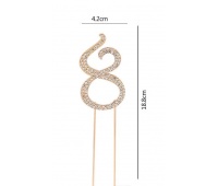 Topper 19cm z cyrkoniami cyfra 8 - złoty NERO