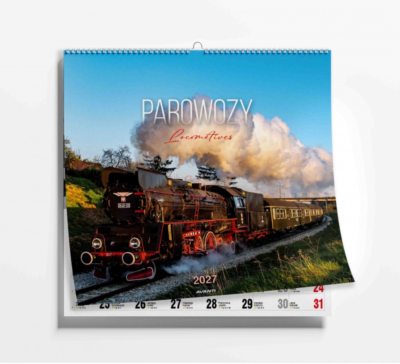 KALENDARZ ŚCIENNY DUŻY PAROWOZY 2027, Ścienne, Kalendarze