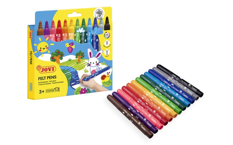 Markers JOVI, large, 12 pcs, assorted colors