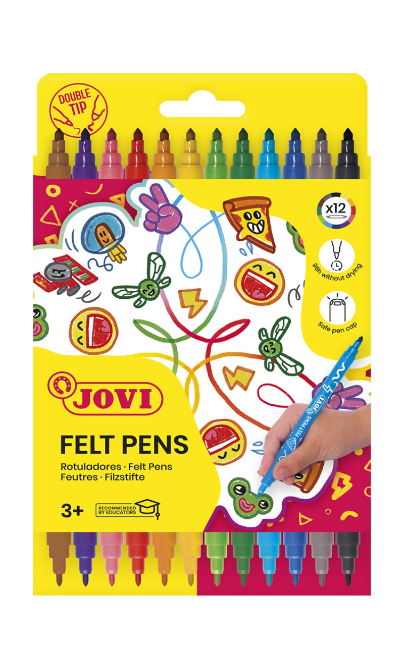 Markers JOVI, double-sided, 12 pcs, assorted colors