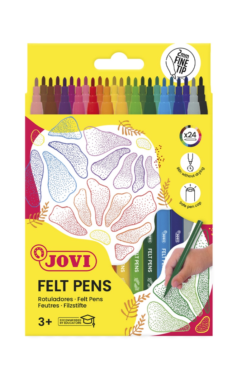 Markers JOVI, fine, 24 pcs, assorted colors