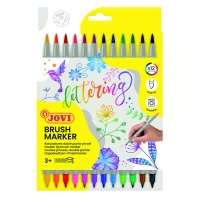 Brush Markers JOVI, brush tip, double-sided, 12 pcs, assorted colors