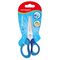 School scissors KEYROAD, 5", ergonomic, soft, blister, assorted colors