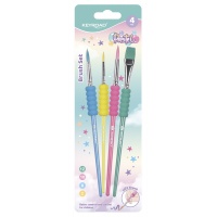 Painting brushes KEYROAD Pastel, with handles, 4 pcs., blister, assorted colors