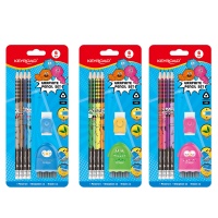 School set KEYROAD, 4 pencils, eraser, sharpener, 6 pcs., blister, assorted colors