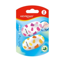 Eraser KEYROAD, ergonomic, spotted, 2 pcs., blister, assorted colors