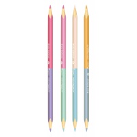 Colored pencils KEYROAD Pastel, triangular, double-sided, 12 pcs., blister, assorted 24 colors