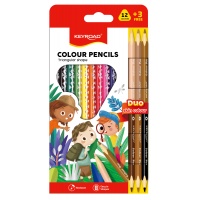 Colored pencils KEYROAD, double-sided, 15 pcs., blister, assorted colors, including 3 double-sided in skin tones