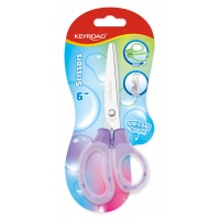 School scissors KEYROAD, 15.5cm, soft, blister, assorted colors