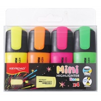 Zakreślacze KEYROAD Neon, 4 szt., blister, mix kolor&oacute;w, Textmarkery, Artykuły do pisania i korygowania