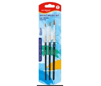 Brushes KEYROAD, round tip, 4-6-8, 3 pcs., blister, assorted colors