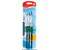 Brushes KEYROAD, round tip, 8-10-12, 3 pcs., blister, assorted colors