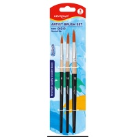 Brushes KEYROAD, round tip, 8-10-12, 3 pcs., blister, assorted colors