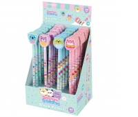 Pencil with eraser KEYROAD Bounce Buddies, HB, packaged on a display, assorted colors