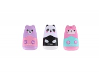 Plastic sharpener with eraser KEYROAD Bounce Buddies, single, packaged on a display, assorted colors