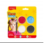 Face painting colors KEYROAD, with brush, 4 pcs., assorted colors