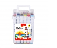Markers KEYROAD, double-sided, 24 pcs., plastic box, assorted colors