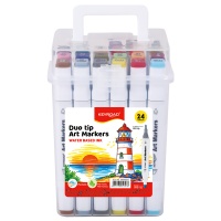 Markers KEYROAD, double-sided, 24 pcs., plastic box, assorted colors