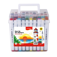 Markers KEYROAD, double-sided, 60 pcs., plastic box, assorted colors