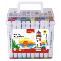 Markers KEYROAD, double-sided, 60 pcs., plastic box, assorted colors