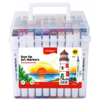Markers KEYROAD, double-sided, 80 pcs., plastic box, assorted colors