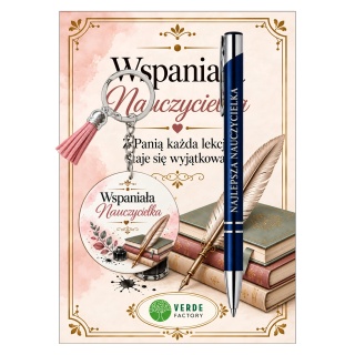 ZESTAW BRELOK I DŁUGOPIS Wspaniała Nauczycielka N9, Upominki, Art. dekoracyjne i prezentowe